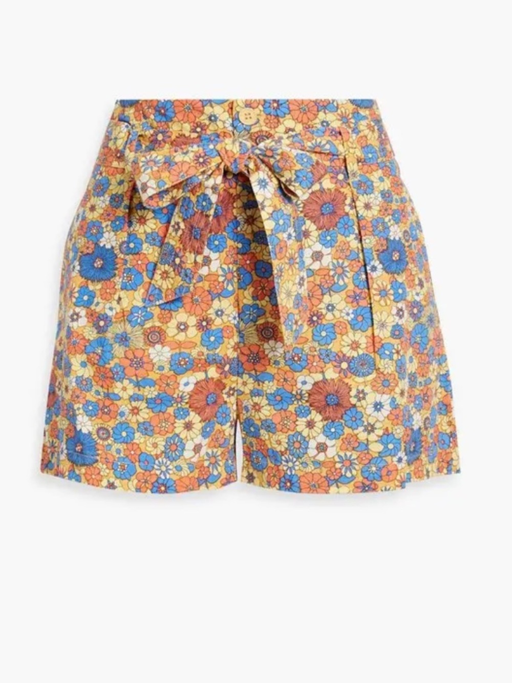 Antik Batik Floral High-Waist Tie Shorts in Blue, Orange, Yellow - Picture 3 of 7